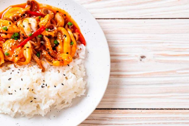 Receta de arroz con verduras y pulpo